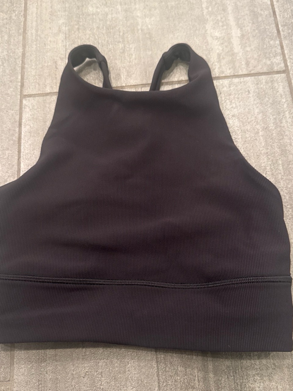 lululemon Women’s Black Ribbed High-Neck sports bra